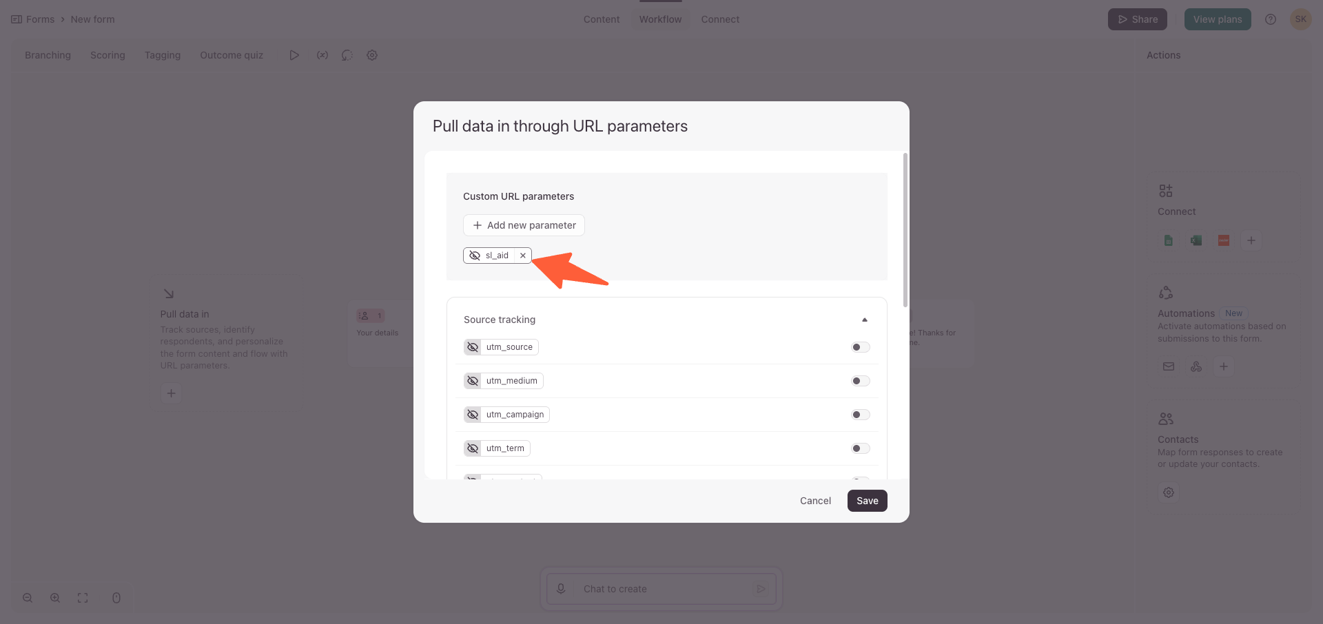 Typeform parameter name set to sl_aid